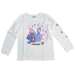 Neopets Limited Too Long Sleeve Shirt Glitter Graphic Youth M 12 White 2002 Rare